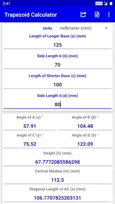 Trapezoid Calculator android App screenshot 4